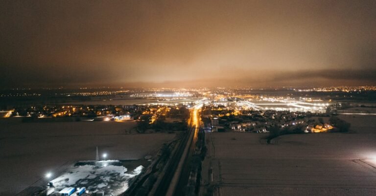An aerial view of a drone over a landscape, highlighting navigation technology and delivery policies.